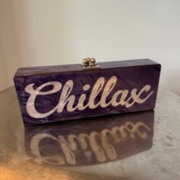 Edie Parker Slim Flavia Box Clutch in Purple Pearlescent Acrylic - Chillax - Picture 2 of 11